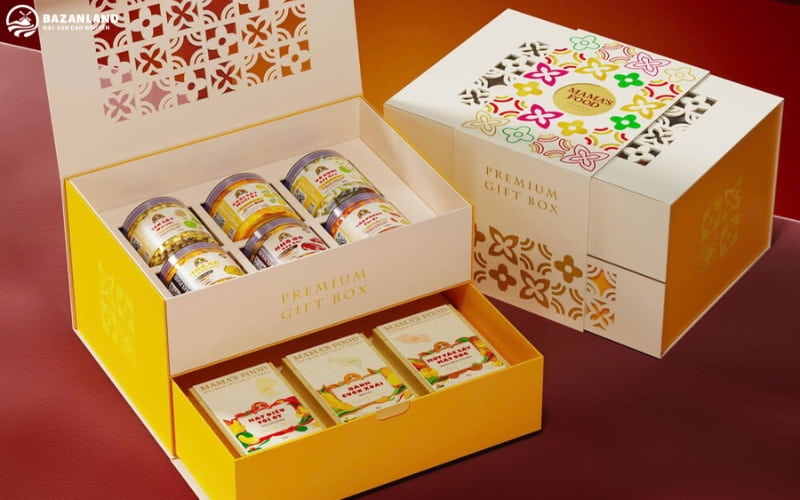 Hộp quà Tết Happiness 11 sở hữu thiết kế độc đáo, tiện lợi